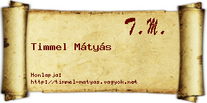 Timmel Mátyás névjegykártya